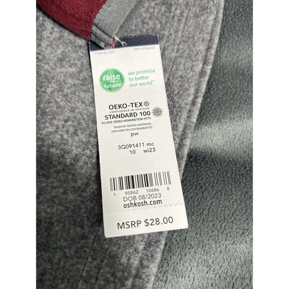 NWT Oshkosh b'gosh SZ 10 Red/Grey Long Sleeve Sweatshirt 1/4 Zip Boys - Picture 6 of 11